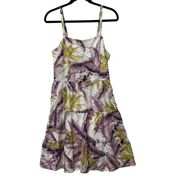 LOFT Sundress Tiered Sleeveless Casual‎ Tropical Print Dress Size 8 - Picture 3 of 13